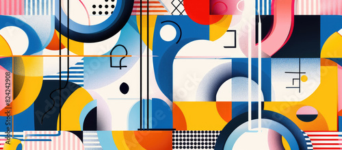 A vibrant and dynamic illustration of an abstract background with bold geometric shapes and lines