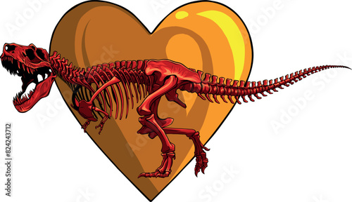 colored Tyrannosaurus skeleton image vector illustration design