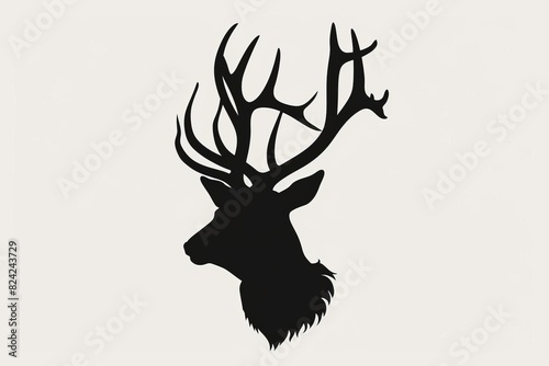 majestic deer head profile silhouette antlers illustration black and white wildlife art