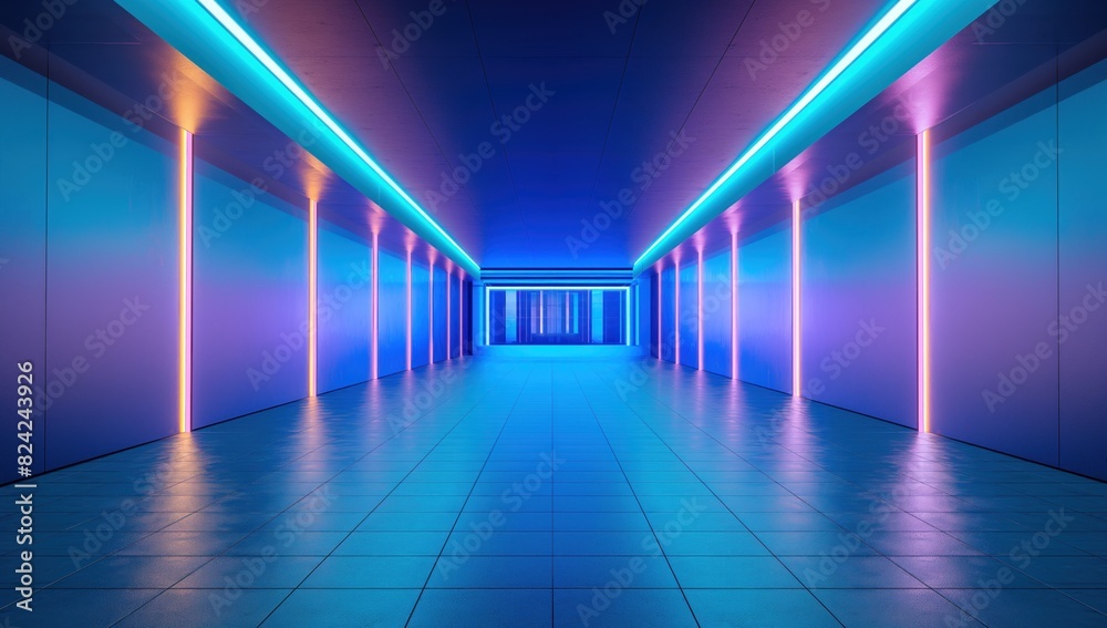 Futuristic Neon Light Corridor
