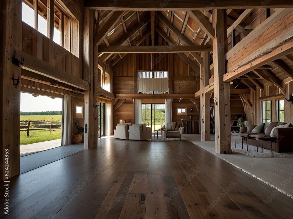 Traditional barn with rustic charm and modern touches, generative AI