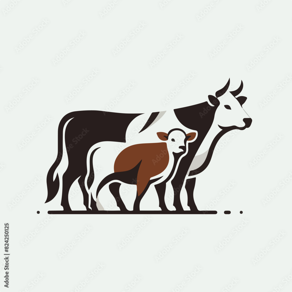 Obraz premium cartoon cow or beef cattle grazing element vector