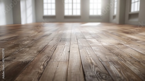 Home interior natural wood flooring, property real estate, carpenter wooden floor and handyman background. photo