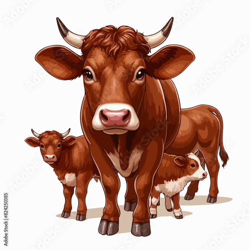 cattle breeds showcasing their unique characteristics on a clean white background