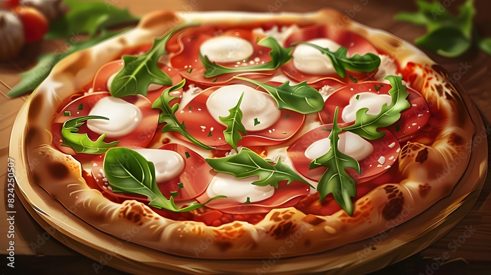 freshly made Italian pizza with mozzarella cheese slices freshly made Italian pizza with mozzarella cheese slices