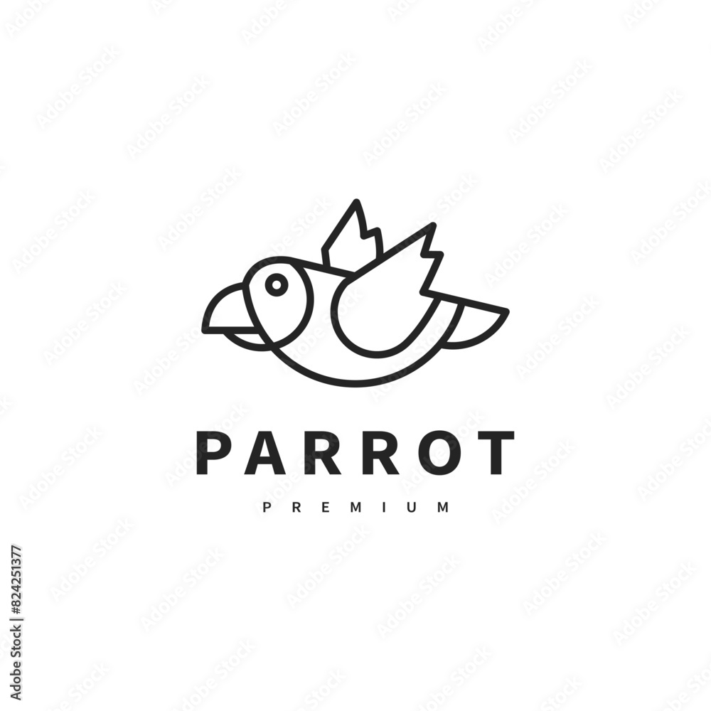 Obraz premium parrot bird line art vector logo design illustration