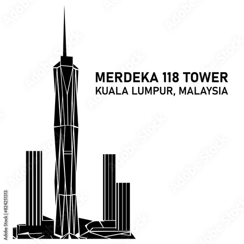 Photography Merdeka 118 Tower and Cityscape Silhouette - Modern Architecture in Kuala Lumpur Malaysia
