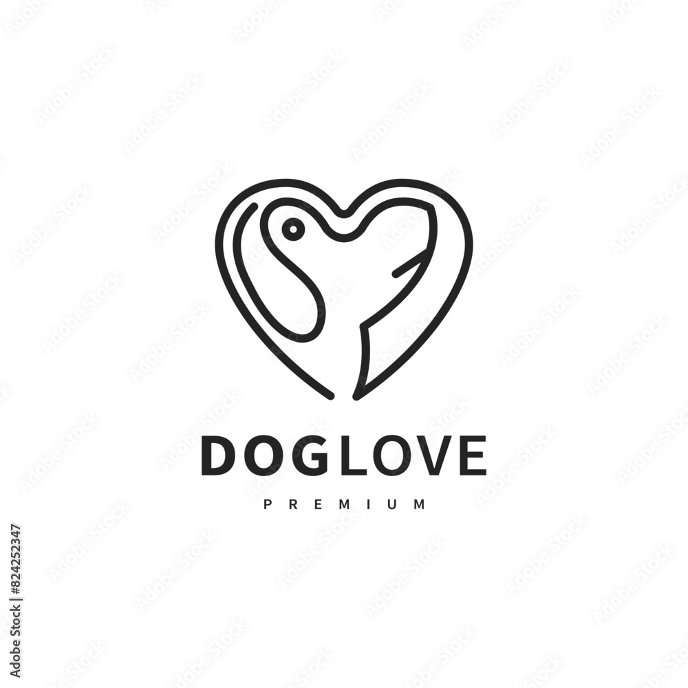 pet animal logo design with combined dog and heart concept 3 pet animal logo design with combined dog and heart concept 3