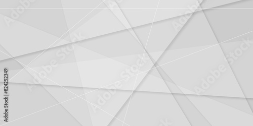 abstract   white and grey background. space design concept with triangular bright light with soft shadows as pattern shape modern white and grey geometric banner             