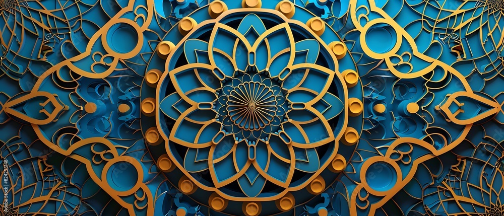 Ornate 3D Islamic Pattern Vector Art with Geometric Elegance