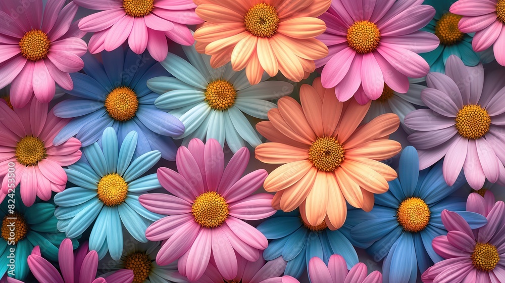 Fototapeta premium Colorful Daisies Background in Bloom