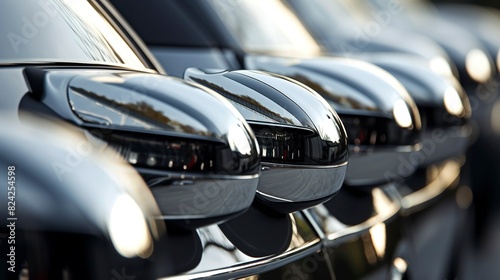 A photo of a row of polished car mirrors