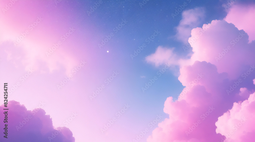 Pastel pink rainbow unicorn galaxy background with glitter and bokeh effects. Vector illustration of fantasy magic mermaid sky with stars and sparkles. Kawaii holographic abstract space design.