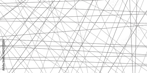 Abstract lines in black and white tone of many squares and rectangle shapes on white background. Metal grid isolated on the white background. nervures grey abstract perspective Random chaotic . photo