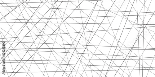Abstract lines in black and white tone of many squares and rectangle shapes on white background. Metal grid isolated on the white background. nervures grey abstract perspective Random chaotic .