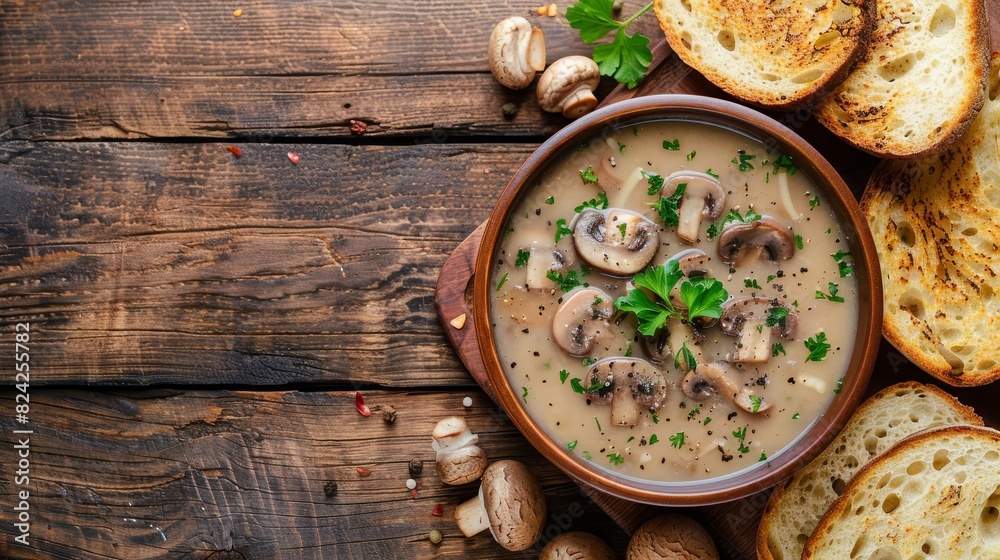 Mushroom Soup and Garlic Bread Mushroom Soup and Garlic Bread