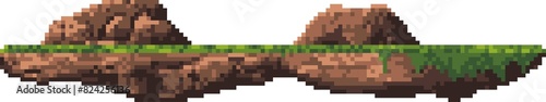 Pixel art game platform, island with grass photo