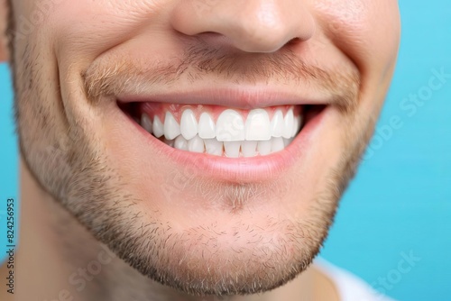 man with perfect smile and fresh breath dental health concept studio photo
