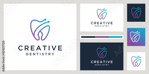Dental Clinic Logo Tooth Abstract Modern Template