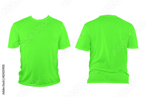 Platel green t-shirt with round neck, collarless and sleeves.