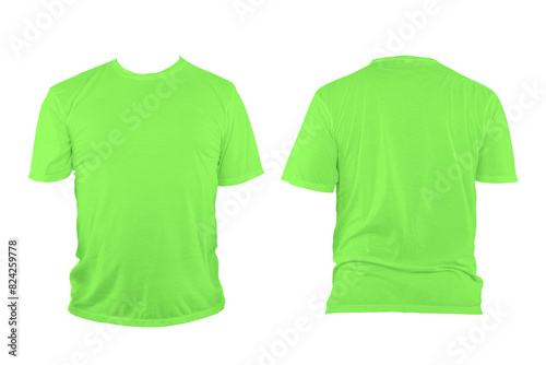 Platel green t-shirt with round neck, collarless and sleeves.