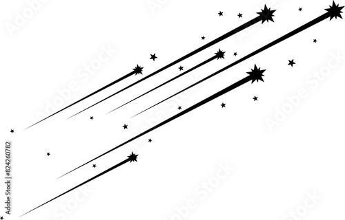 Shooting stars, falling comets trails or traces