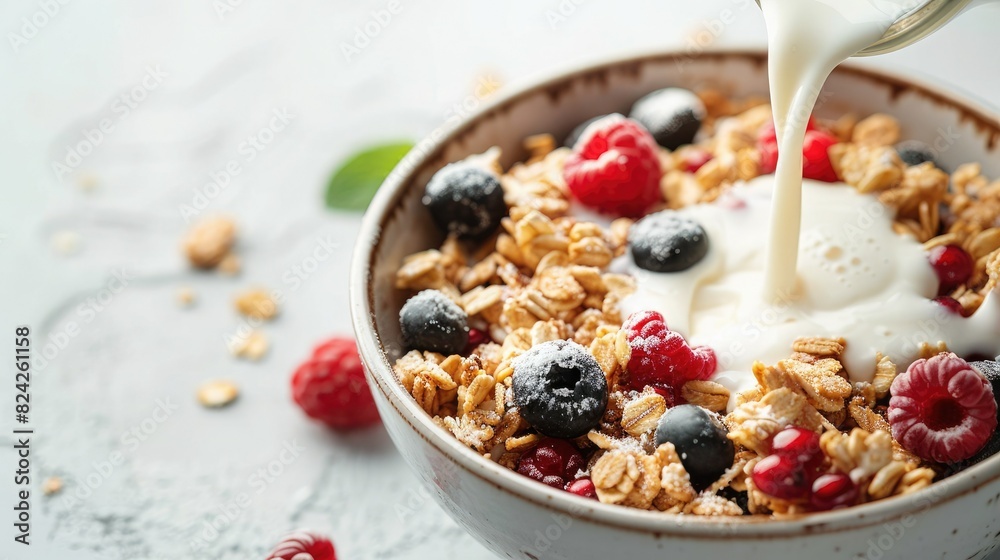 Start your day with a delicious and nutritious breakfast of cereal and fresh berries. Start your day with a delicious and nutritious breakfast of cereal and fresh berries.