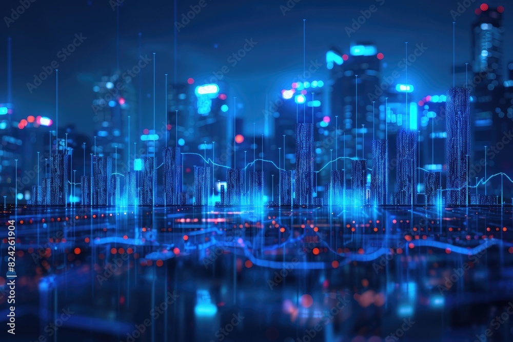 Fototapeta premium The Lines of Electronic Scattering and Cities