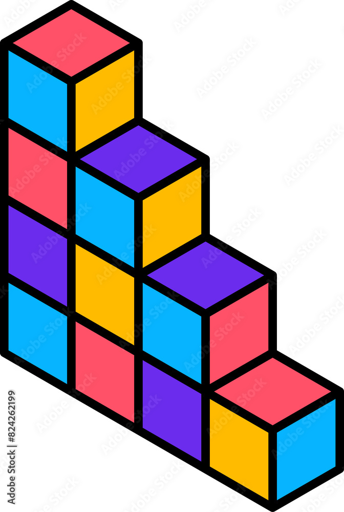 Obraz premium Abstract geometric Memphis shape of cubic stairs