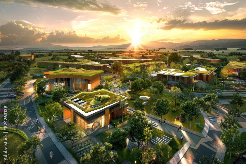 Obraz premium A building in solar system of the city