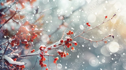 Winter snowberries photo