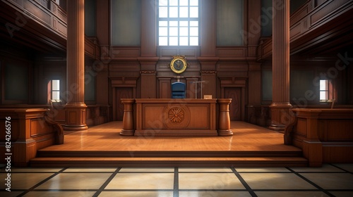 A photo of a courtroom witness stand.