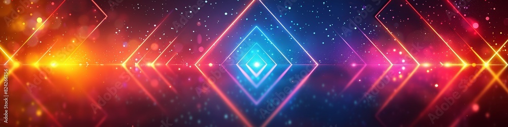 A geometric abstract background with neon lights. A geometric abstract background with neon lights.