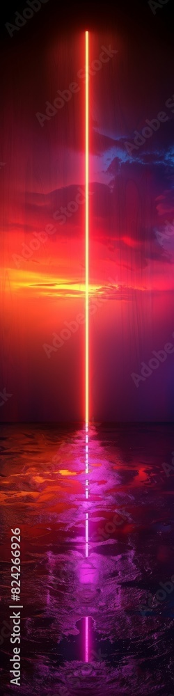 Naklejka premium A geometric abstract background with neon lights. 