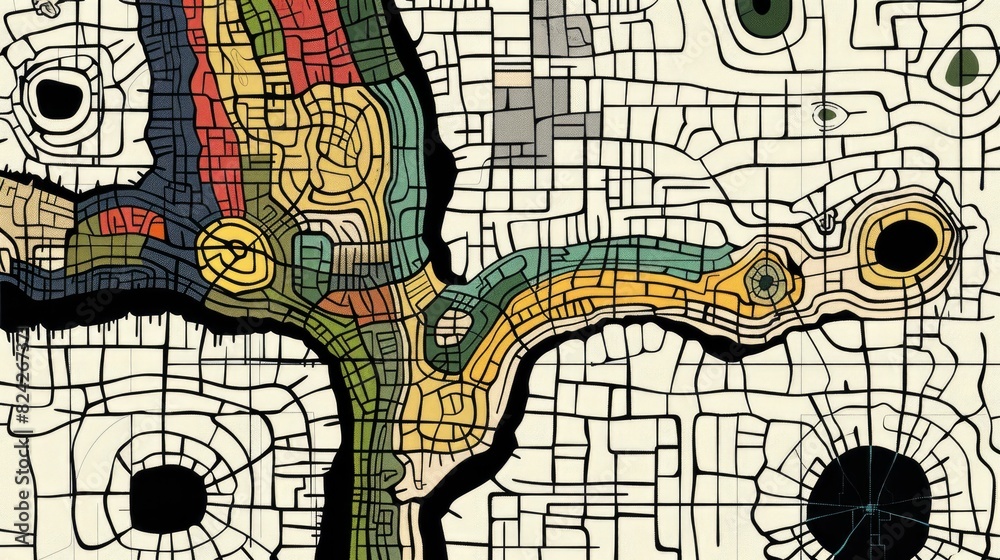 Obraz premium Fantasy Map, Wormcore, Chromiesthesia, 8k, Full-Shot Angle