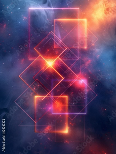 Wallpaper Mural A geometric abstract background with neon lights.  Torontodigital.ca