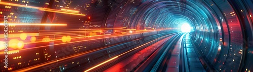Digital photography of colorful speed motion  futuristic tunnel  abstract blurred background  high resolution  clean sharp focus