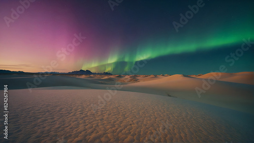 Aurora Borealis Desert Mirage Traverse a desert landscape