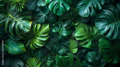Background Tropical. Each leaf, each flower, each tree tells a story of adaptation and survival, showcasing the resilience and ingenuity of life in the tropics. photo