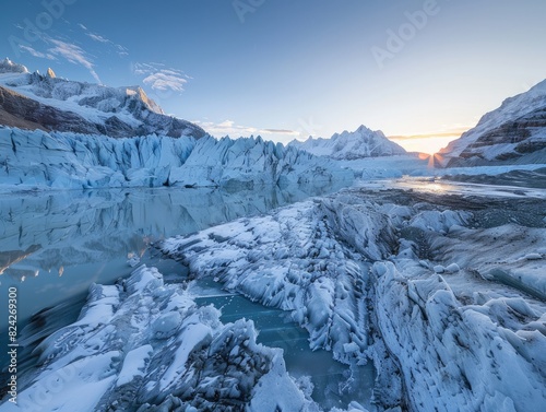 A time-lapse sequence of a glacier retreating over the winter months, visually representing the accelerating impact of climate change on winter environments