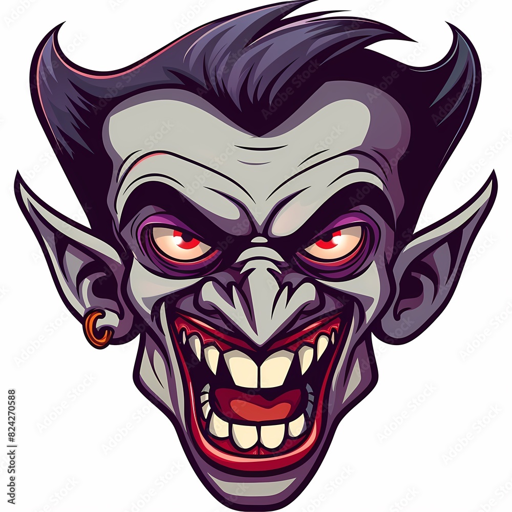 scary vampire head mascot caricature