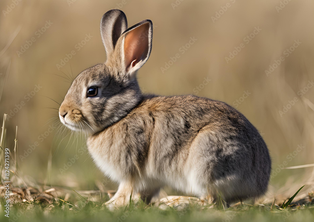 A young European rabbit (Oryctolagus cuniculus) faces the camera. A young European rabbit (Oryctolagus cuniculus) faces the camera.