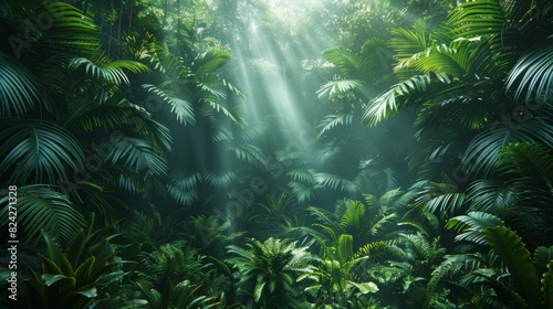 Background Tropical. Amidst the dense foliage, the rainforest becomes a green oasis, where vibrant plant life offers a refreshing and revitalizing escape from the outside world. © BlockAI