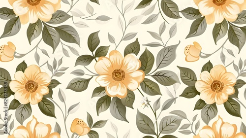 Wallpaper Mural Elegant Floral Seamless Pattern in Muted Pastel Tones with Ample Space for Text Torontodigital.ca