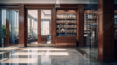 A photo of a law office entrance with glass doors