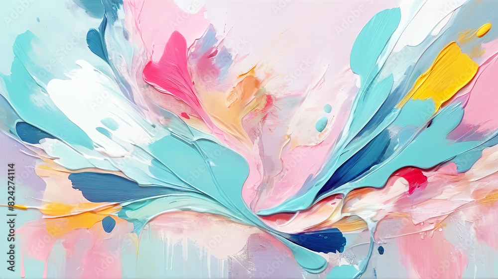Obraz premium Abstract painting of artwork with a mixture of pastel color brush strokes 