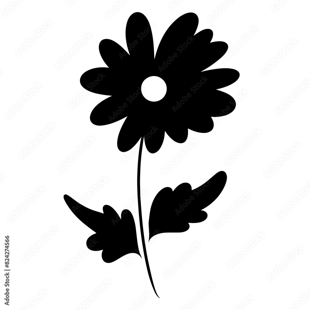 Obraz premium Hand drawing of flower with leaf. Vector illustration.