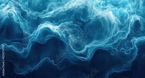 Abstract Blue Ocean Waves Underwater Art