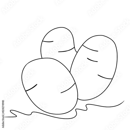 Continuous line drawing of potato. Vector illustration.