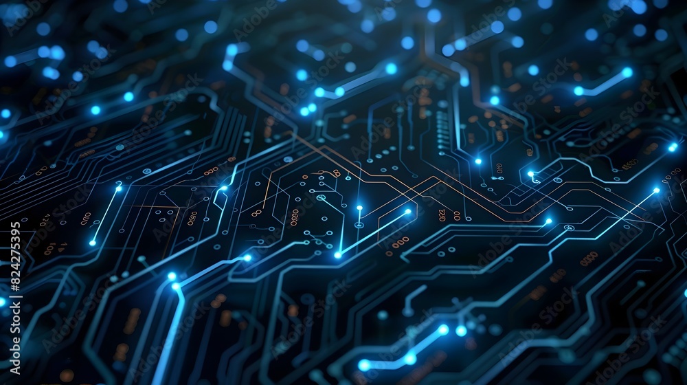 Intricate Digital Circuit Pattern in Futuristic Backdrop Intricate Digital Circuit Pattern in Futuristic Backdrop